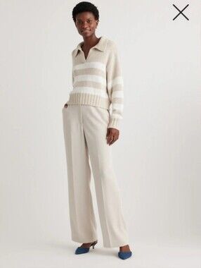 NWT Quince Stretch Crepe Classic Trouser Pants in Sand Size 4